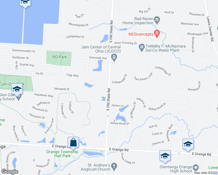 map of restaurants, bars, coffee shops, grocery stores, and more near 6988 South Old State Road in Lewis Center