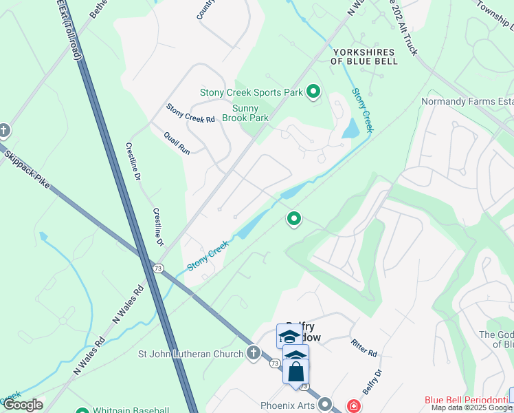 map of restaurants, bars, coffee shops, grocery stores, and more near 702 Willowbend Dr in Blue Bell
