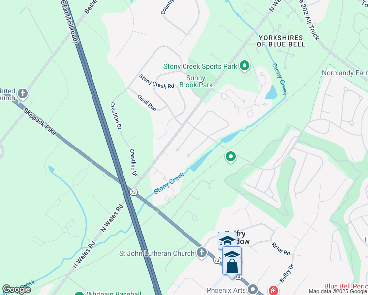map of restaurants, bars, coffee shops, grocery stores, and more near 708 Broadmoor Drive in Blue Bell