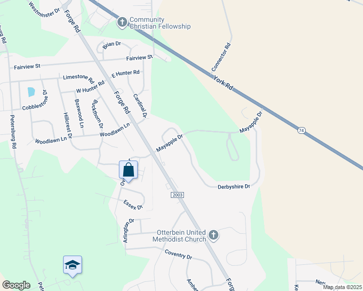 map of restaurants, bars, coffee shops, grocery stores, and more near 77 Derbyshire Drive in Carlisle