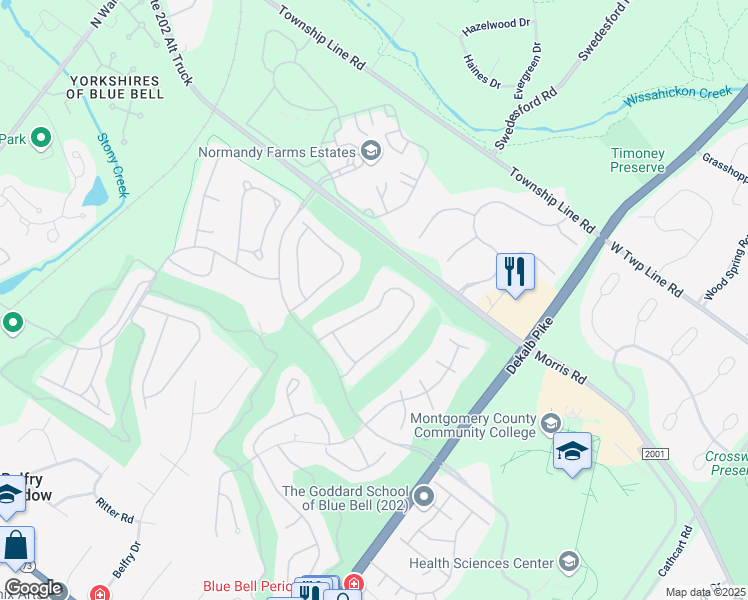 map of restaurants, bars, coffee shops, grocery stores, and more near 148 Inverness Drive in Blue Bell