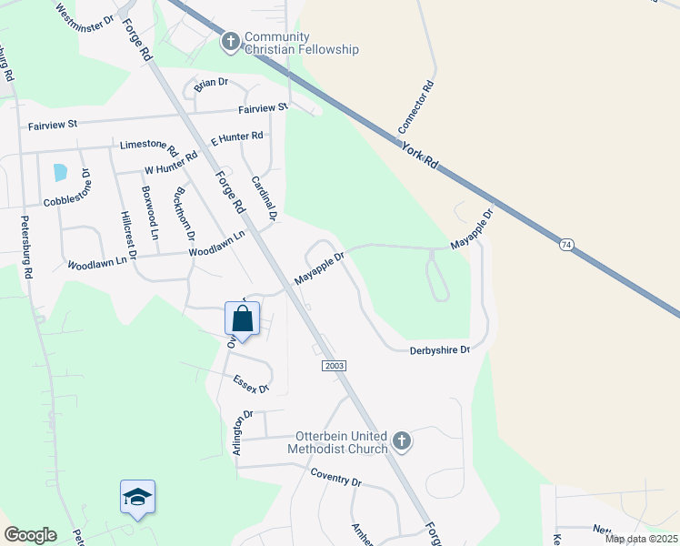 map of restaurants, bars, coffee shops, grocery stores, and more near 77 Derbyshire Drive in Carlisle