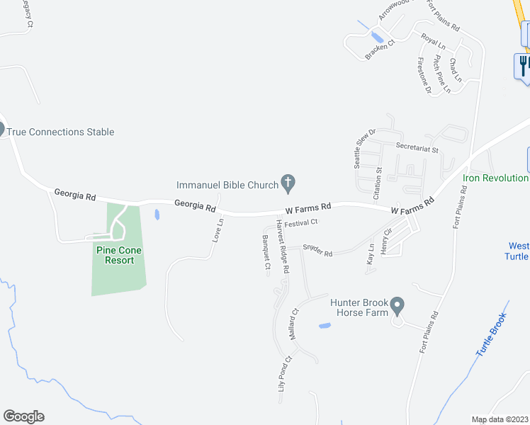 map of restaurants, bars, coffee shops, grocery stores, and more near 1266 West Farms Road in Howell Township