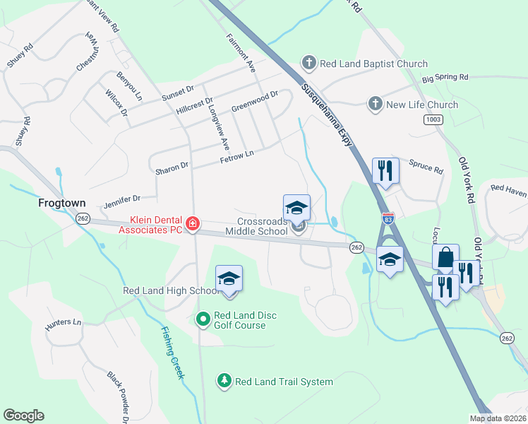 map of restaurants, bars, coffee shops, grocery stores, and more near 491 Pine Ridge Circle in Lewisberry