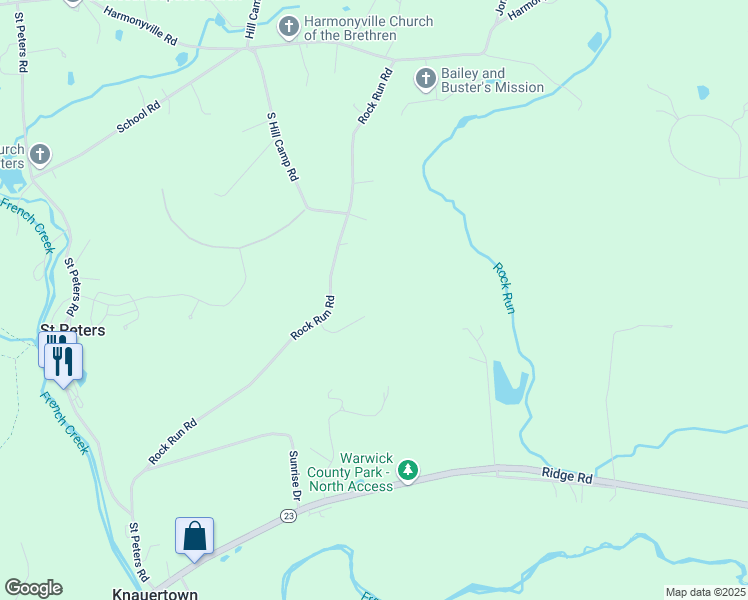 map of restaurants, bars, coffee shops, grocery stores, and more near 185 Warwick Chase in Pottstown