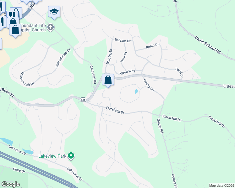 map of restaurants, bars, coffee shops, grocery stores, and more near 28 Scout Drive in Washington