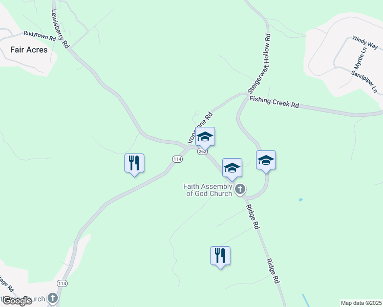 map of restaurants, bars, coffee shops, grocery stores, and more near 844 Fishing Creek Road in New Cumberland