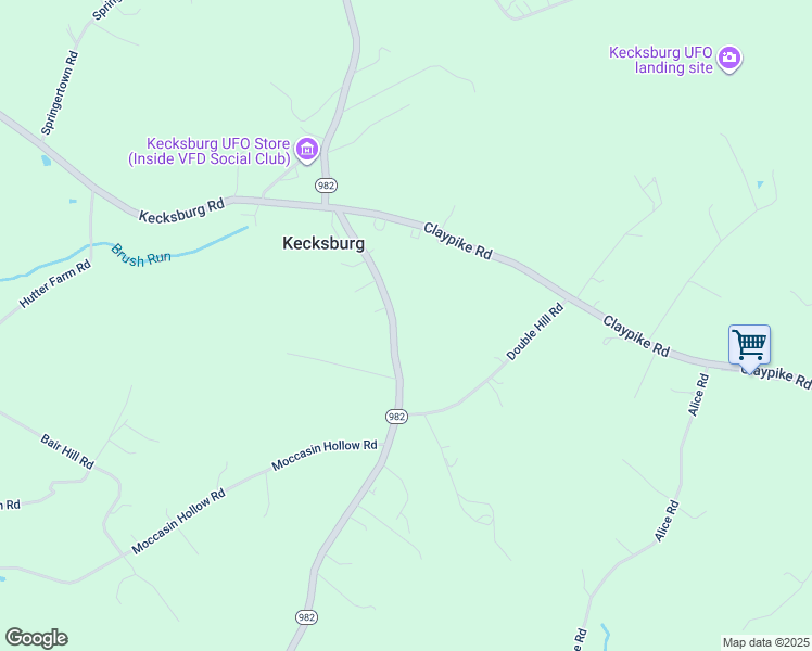 map of restaurants, bars, coffee shops, grocery stores, and more near 2368 Pennsylvania 982 in Mount Pleasant