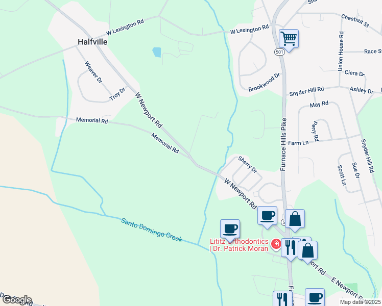 map of restaurants, bars, coffee shops, grocery stores, and more near 105 West Newport Road in Lititz