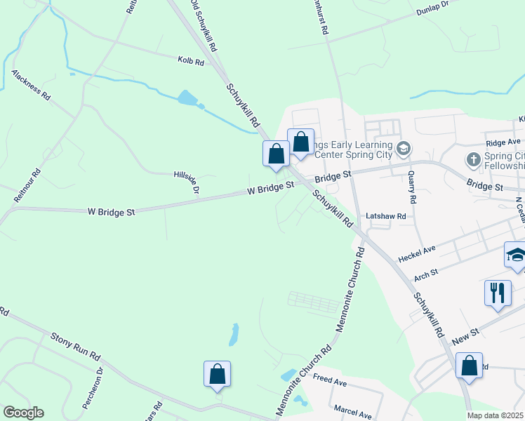 map of restaurants, bars, coffee shops, grocery stores, and more near 910 West Bridge Street in Spring City