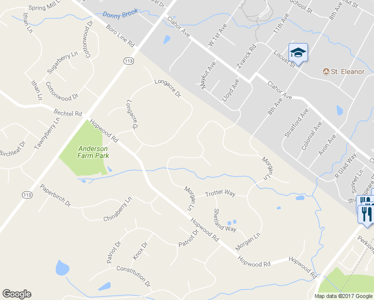map of restaurants, bars, coffee shops, grocery stores, and more near 1822 Morgan Lane in Collegeville