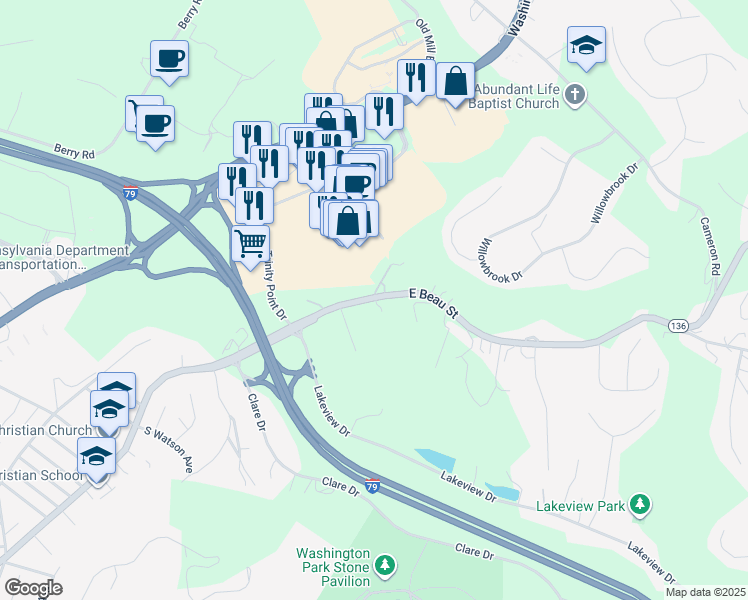 map of restaurants, bars, coffee shops, grocery stores, and more near 880 East Beau Street in Washington