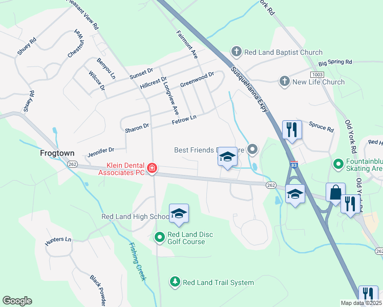 map of restaurants, bars, coffee shops, grocery stores, and more near 484 Pine Ridge Circle in Lewisberry