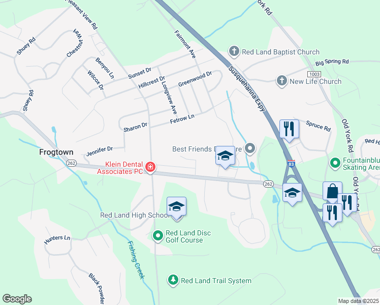 map of restaurants, bars, coffee shops, grocery stores, and more near 484 Pine Ridge Circle in Lewisberry