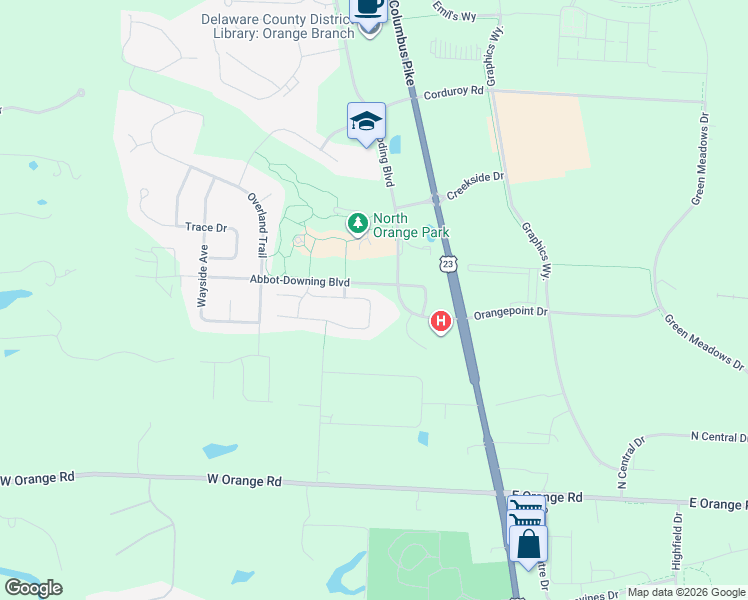 map of restaurants, bars, coffee shops, grocery stores, and more near 93 Tinley Park Circle in Delaware
