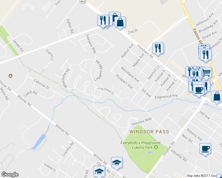 map of restaurants, bars, coffee shops, grocery stores, and more near 4 Barrel Stave Circle in Horsham
