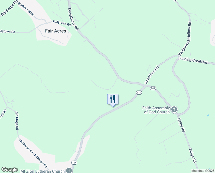 map of restaurants, bars, coffee shops, grocery stores, and more near 608 Robins View Lane in New Cumberland