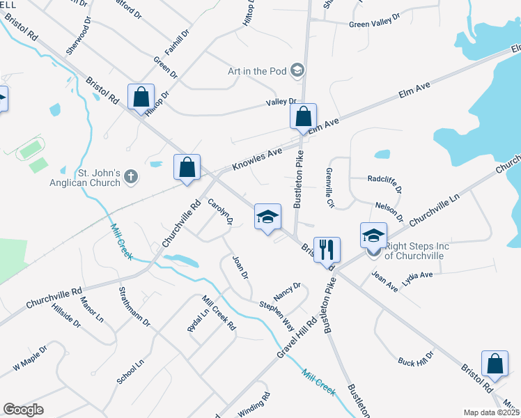 map of restaurants, bars, coffee shops, grocery stores, and more near 1311 Bristol Road in Southampton