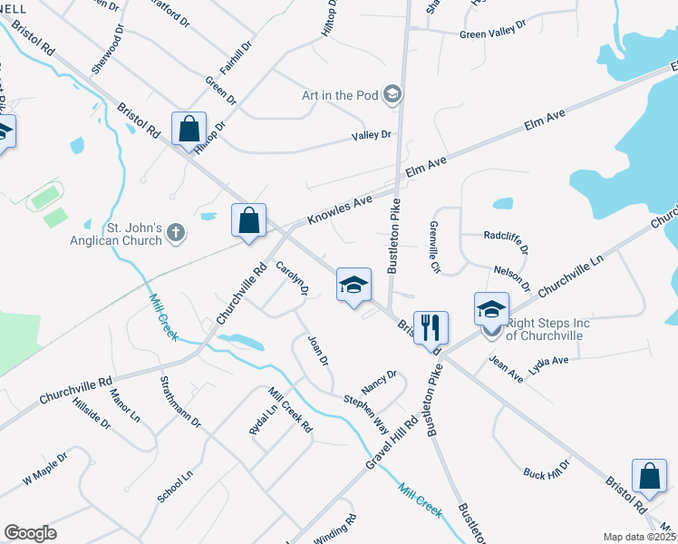 map of restaurants, bars, coffee shops, grocery stores, and more near 1311 Bristol Road in Southampton