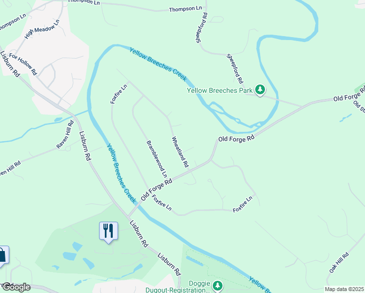 map of restaurants, bars, coffee shops, grocery stores, and more near 96 Wheatland Road in Lewisberry