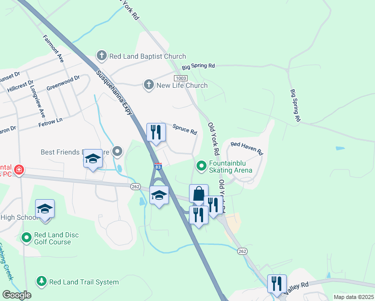 map of restaurants, bars, coffee shops, grocery stores, and more near 431 Locust Road in New Cumberland