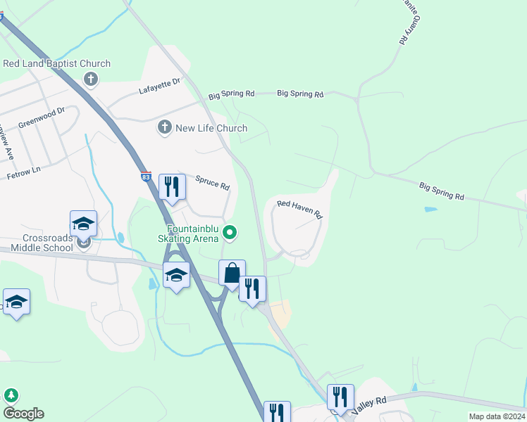 map of restaurants, bars, coffee shops, grocery stores, and more near 252 Red Haven Road in New Cumberland