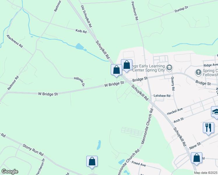 map of restaurants, bars, coffee shops, grocery stores, and more near 910 West Bridge Street in Spring City