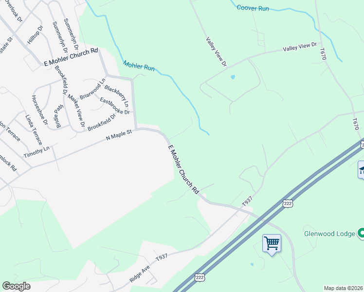 map of restaurants, bars, coffee shops, grocery stores, and more near 140 East Mohler Church Road in Ephrata