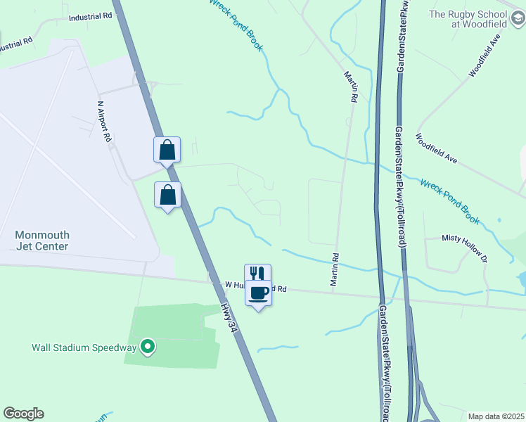 map of restaurants, bars, coffee shops, grocery stores, and more near 3028 Quail Ridge Boulevard in Wall Township
