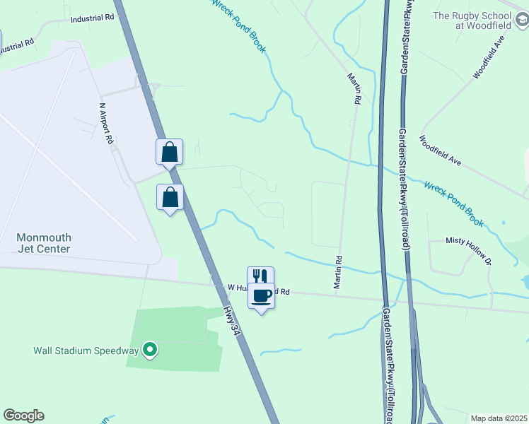 map of restaurants, bars, coffee shops, grocery stores, and more near 3028 Quail Ridge Boulevard in Wall Township
