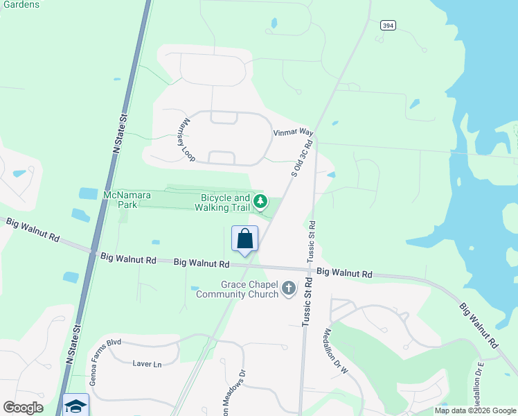 map of restaurants, bars, coffee shops, grocery stores, and more near 4920 South Old 3C Road in Westerville