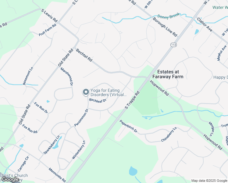 map of restaurants, bars, coffee shops, grocery stores, and more near 652 Birchleaf Drive in Collegeville