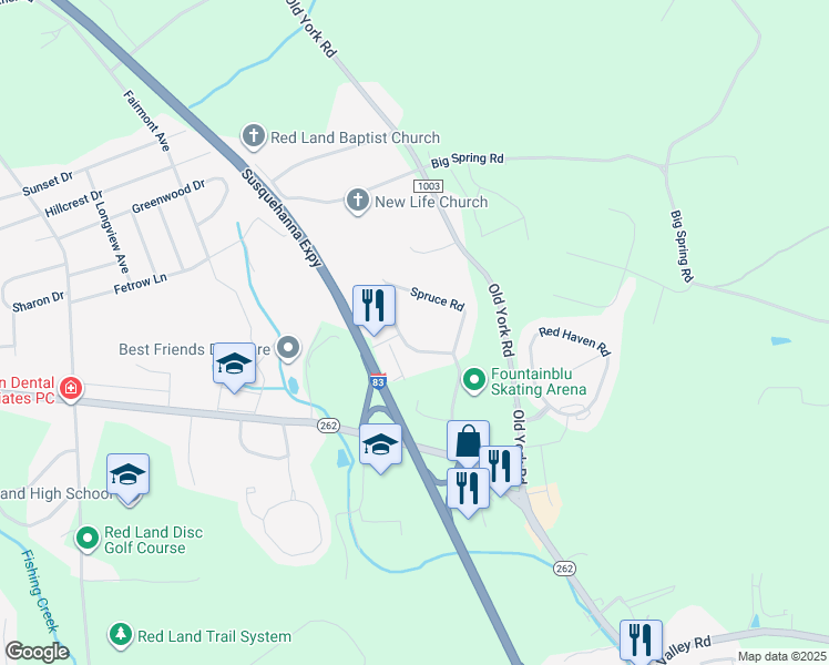 map of restaurants, bars, coffee shops, grocery stores, and more near 441 Locust Road in New Cumberland