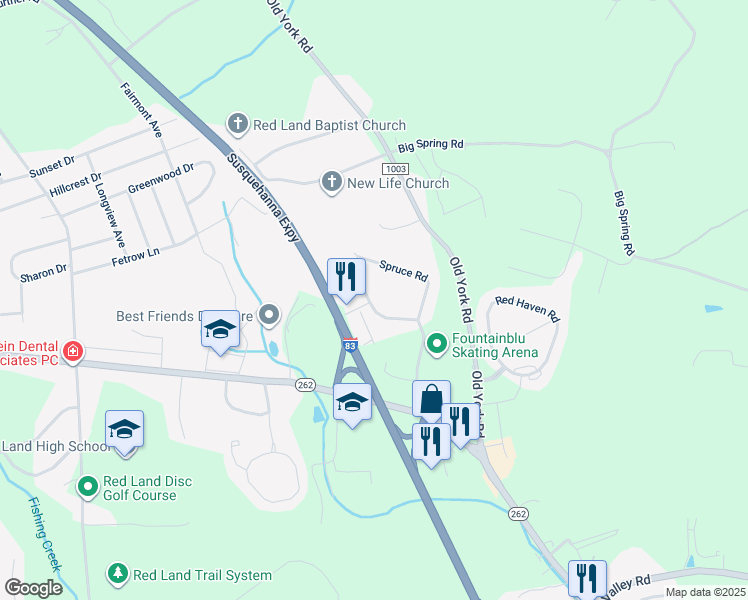 map of restaurants, bars, coffee shops, grocery stores, and more near 441 Locust Road in New Cumberland