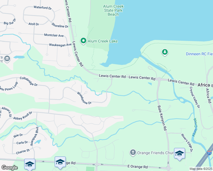 map of restaurants, bars, coffee shops, grocery stores, and more near 3693 Woodstone Drive in Lewis Center