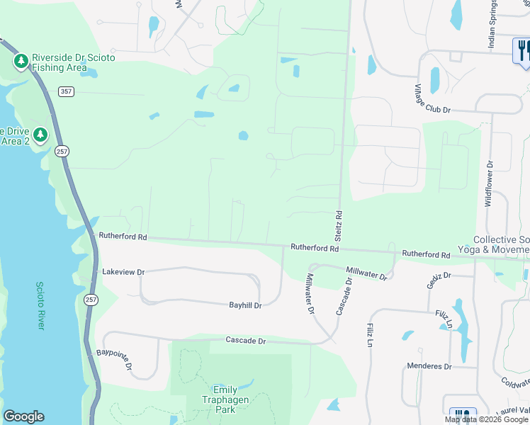 map of restaurants, bars, coffee shops, grocery stores, and more near 4730 Rutherford Rd in Powell