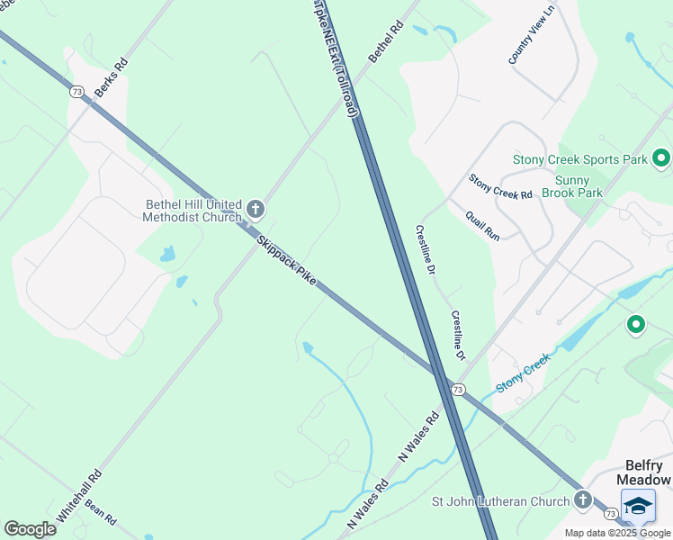 map of restaurants, bars, coffee shops, grocery stores, and more near 2561 Skippack Pike in Lansdale