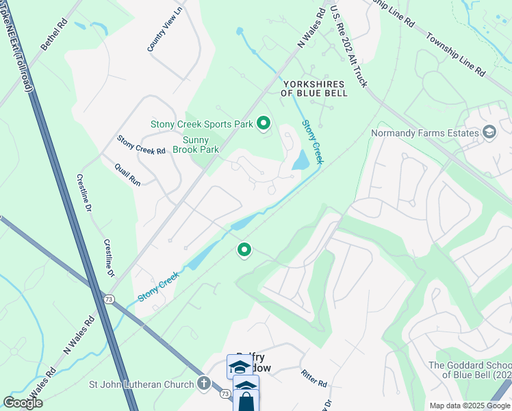 map of restaurants, bars, coffee shops, grocery stores, and more near 640 Willowbend Dr in Blue Bell