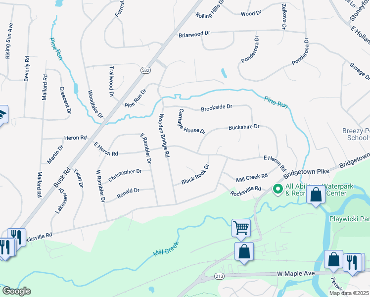 map of restaurants, bars, coffee shops, grocery stores, and more near 175 East Heron Road in Southampton