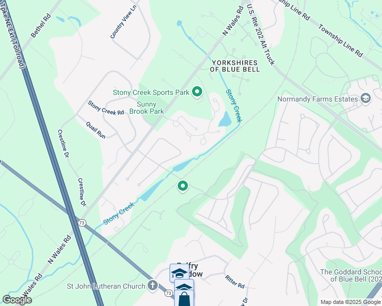 map of restaurants, bars, coffee shops, grocery stores, and more near 640 Willowbend Dr in Blue Bell
