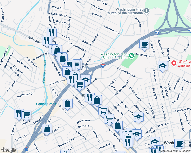 map of restaurants, bars, coffee shops, grocery stores, and more near 244 Tyler Avenue in Washington
