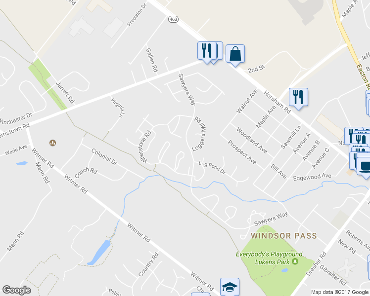 map of restaurants, bars, coffee shops, grocery stores, and more near 63 Ash Stoker Lane in Horsham