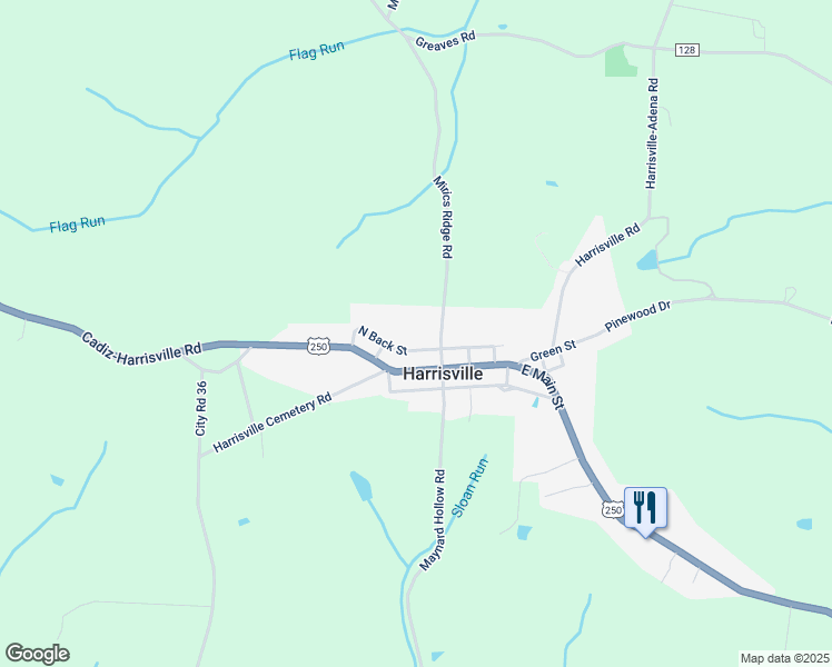 map of restaurants, bars, coffee shops, grocery stores, and more near in Harrisville