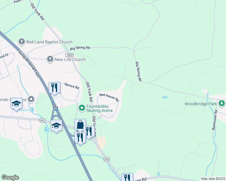 map of restaurants, bars, coffee shops, grocery stores, and more near 412 Ethan Allen Drive in New Cumberland