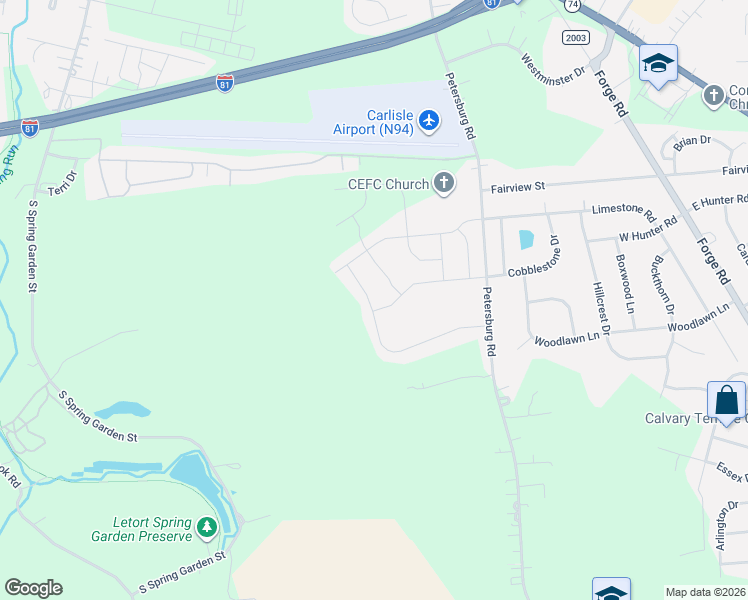 map of restaurants, bars, coffee shops, grocery stores, and more near 901 Addison Place in Carlisle