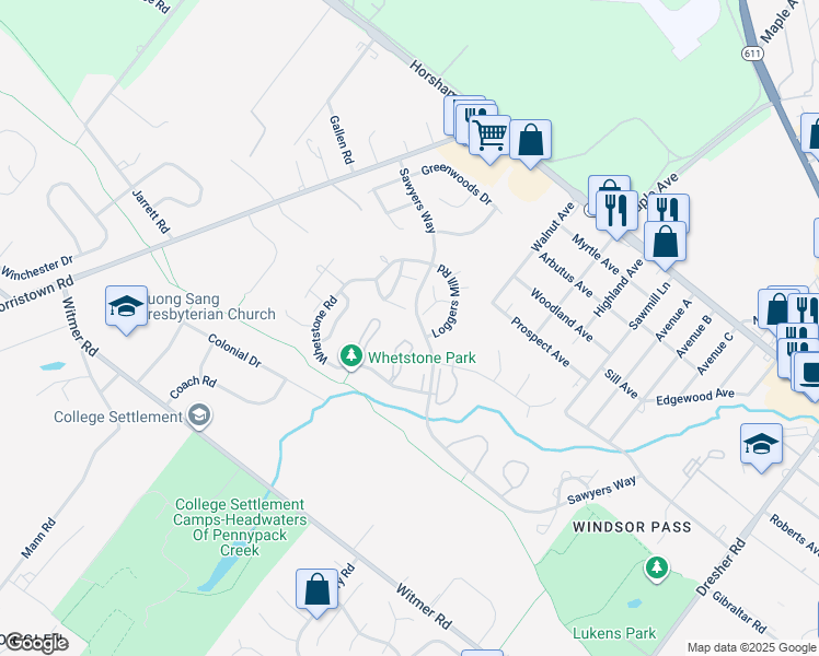 map of restaurants, bars, coffee shops, grocery stores, and more near 67 Ash Stoker Lane in Horsham