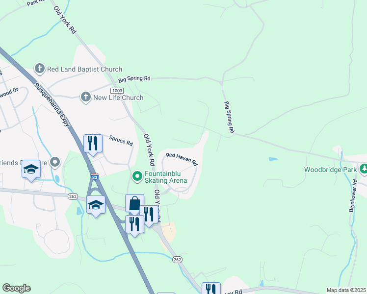 map of restaurants, bars, coffee shops, grocery stores, and more near 412 Ethan Allen Drive in New Cumberland