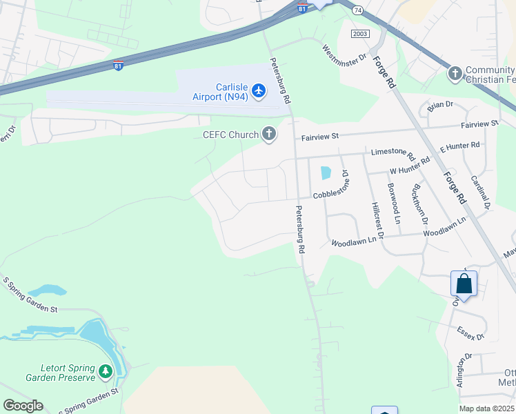 map of restaurants, bars, coffee shops, grocery stores, and more near 516 Granite Run in Carlisle