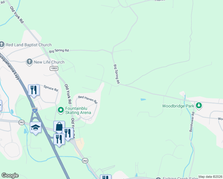 map of restaurants, bars, coffee shops, grocery stores, and more near 442 Steuben Road in New Cumberland