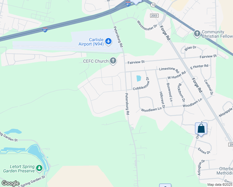 map of restaurants, bars, coffee shops, grocery stores, and more near 516 Granite Run in Carlisle